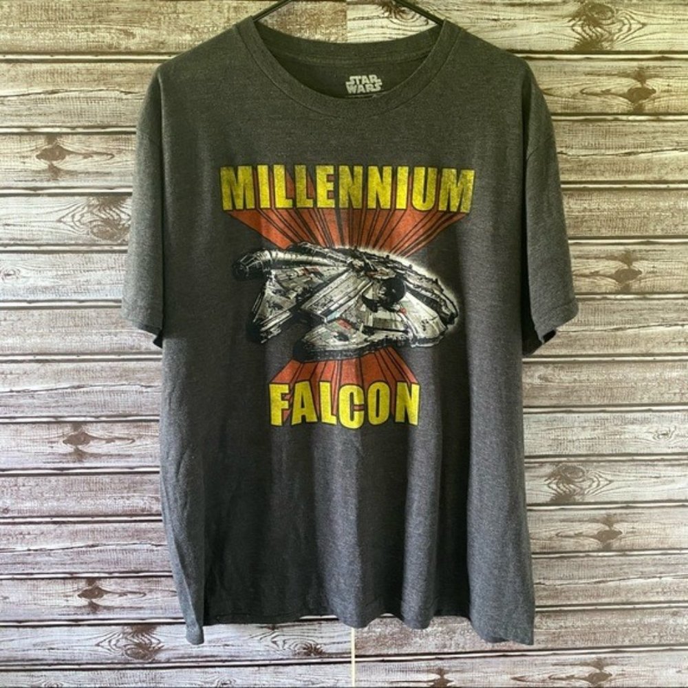 Star Wars Men's‎ Millenium Falcon Short-Sleeved Graphic Tee XL Dark Gray